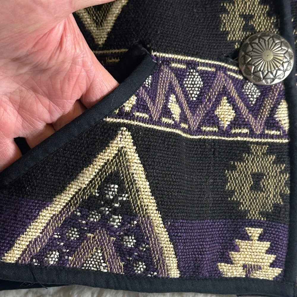 Vintage Linda Leez Wearable Art southwestern Patterned Jacket Sz L - Picture 10 of 15